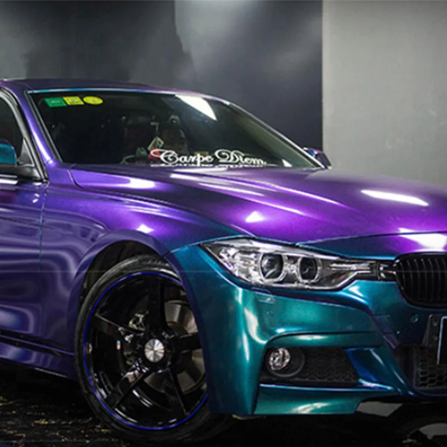 Sparkle Glossy Metallic Pearl Chameleon Purple to Blue Color-Shift Vinyl Wrap Film Roll Self Adhesive Car Decal Sticker Wrapping