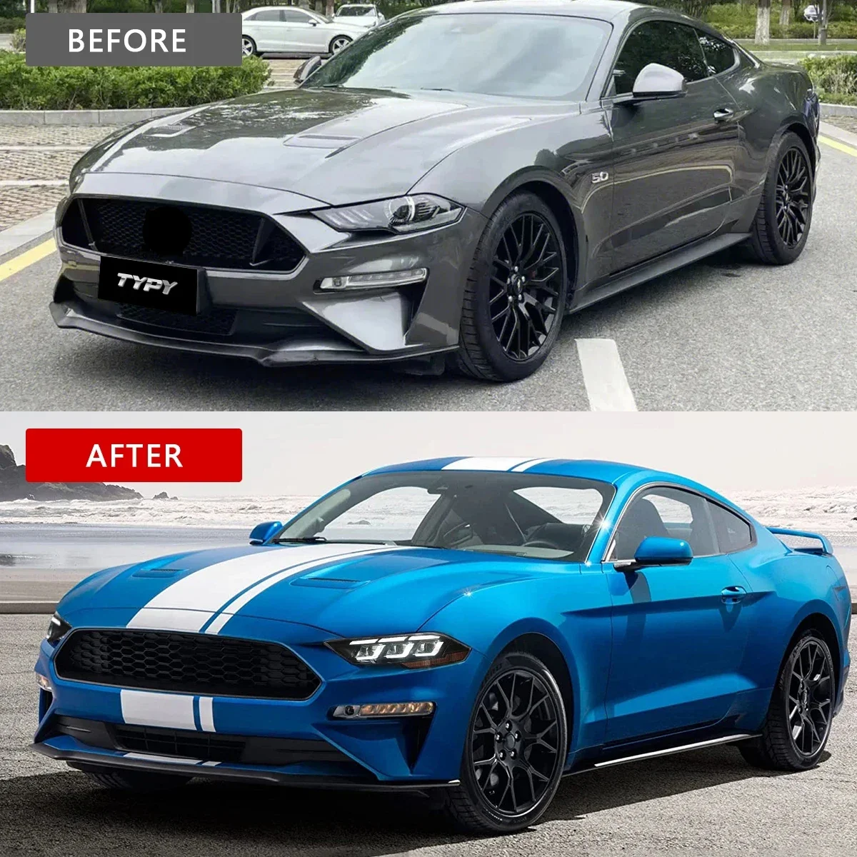 High qualityCar Headlamp Modified LED Head Lamp 6 Lenses Head Light LED Daytime Running Lights for   Mustang 2018-2023