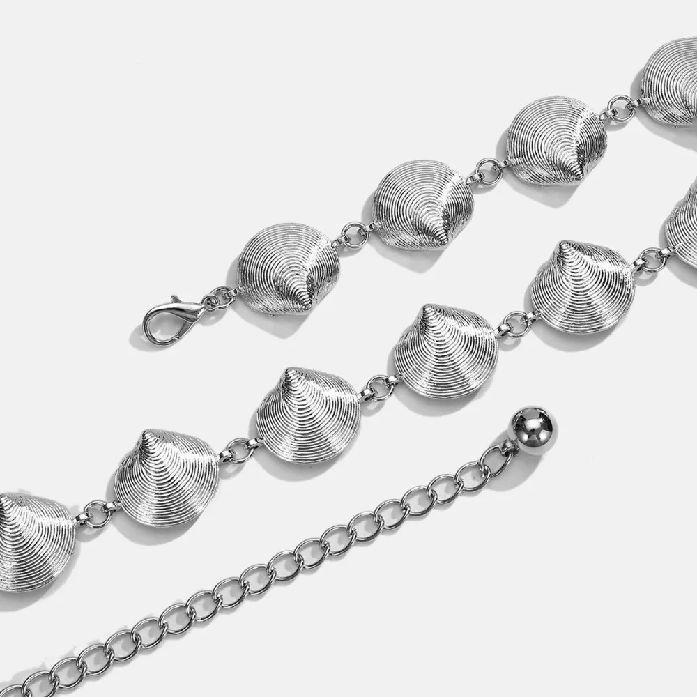 عالية الجودة خمر المرأة الخصر سلسلة تنوعا قابل للتعديل قذيفة معدنية حزام على شكل سلسلة تنورة حزام المرأة مجوهرات للجسم الزخرفية