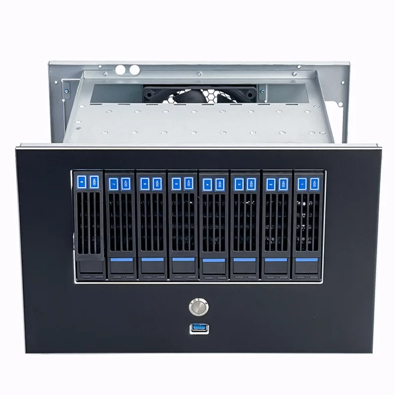 8-bay NAS Chassis Storage Server Case, Black Synology Fan-cooled MATX Motherboard, FLEX Power Supply