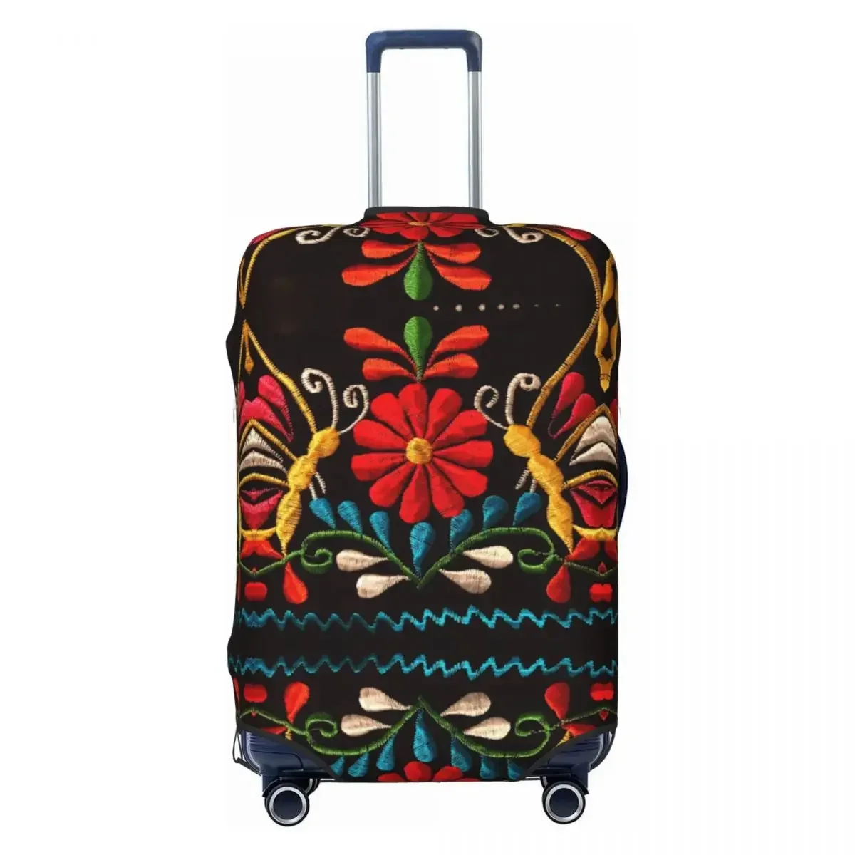 

Custom Mexican Butterflies And Flower Pattern Luggage Cover Protector Elastic Otomi Embroidery Art Travel Suitcase Covers