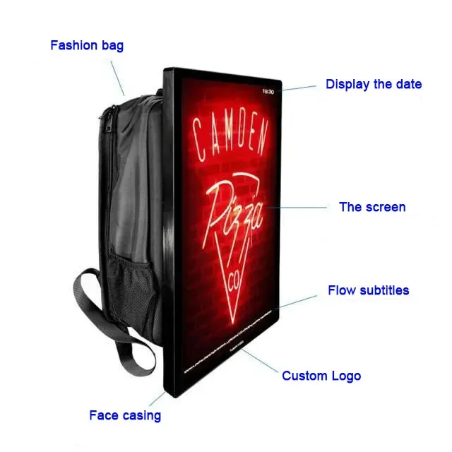 Walking backpack LCD advertising player machine  21.5  inches Android outdoor digital signage