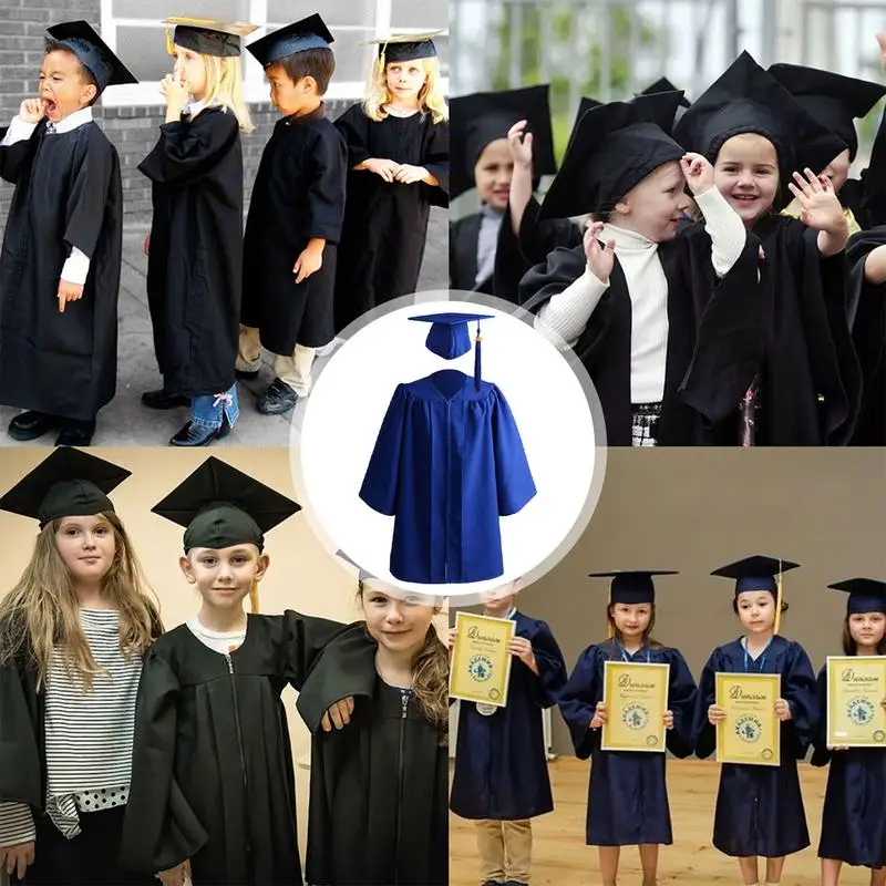 2024 berretto da laurea in età prescolare abito da laurea abito berretto nappa Set confortevole Unisex congratulazioni Grad Outfit per Kindergart