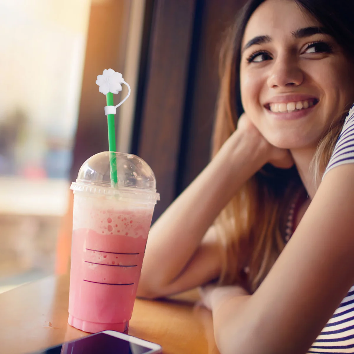 

2Pcs Straw Dustproof Caps Silicone Lovely Straw Plug for 6-8mm Drinking Straws Cover Dustproof Leakproof Protector