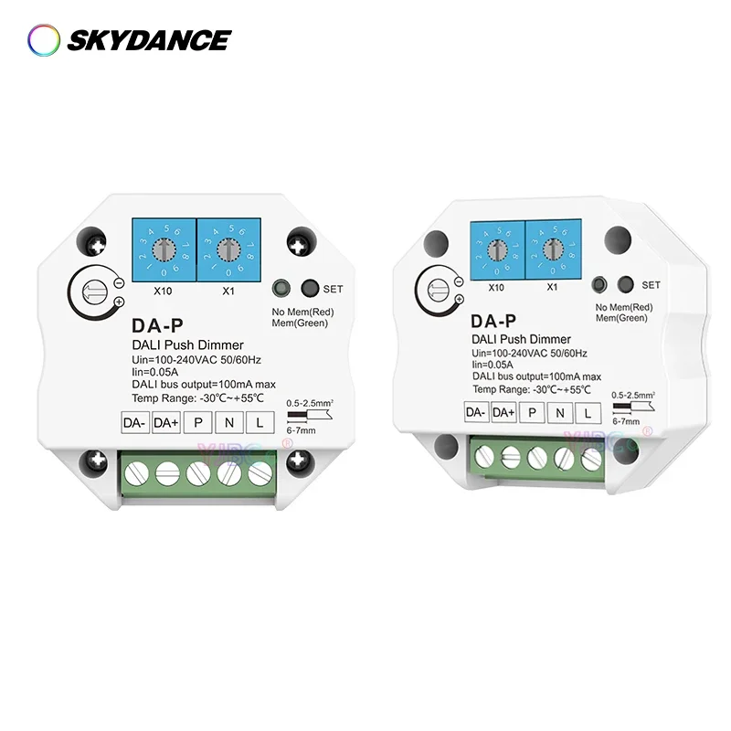 

Skydance DALI Push LED Dimmer 220V 110V AC for DALI Driver or Ballasts Dimming Speed Adjustable with Memory Function Dimmer DA-P