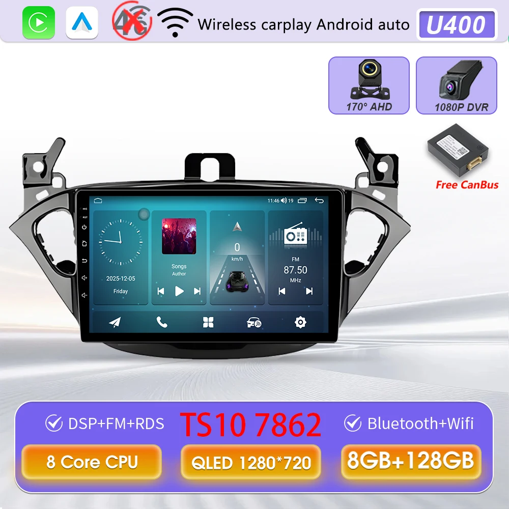 Carplay 2 Din Android 16 autoradio audio multimedia voor Opel Corsa E 2014 2015 - 2019 GPS navigatie autostereo monitor BT WIFI