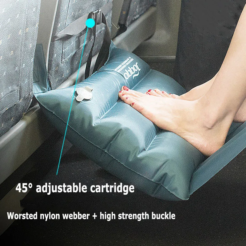 Comfort Car Footrest Hammock Airplane Hammock Travel Cot With Pillow Inflatable Foot Rest Plane Car Travel Accessory