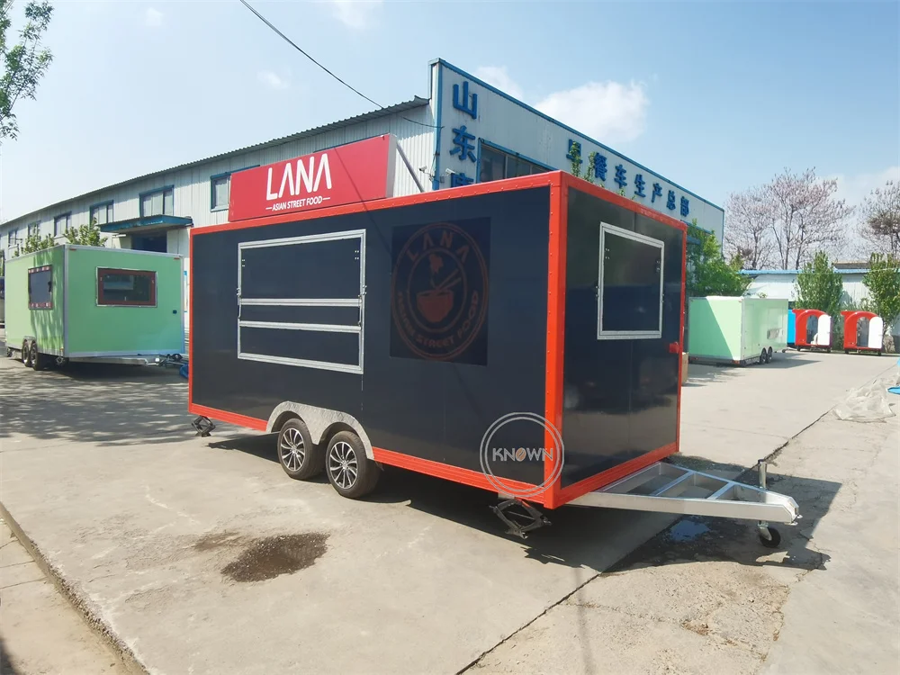 Street Mobile Customized  Fast Food Truck Trailer Fully Catering Equipment Food Cart Kiosk For Sale