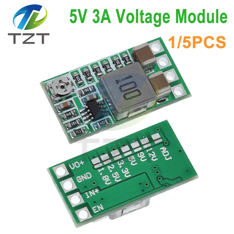 1/5PCS Mini DC-DC 12-24V To 5V 3A Step Down Power Supply Module Voltage Buck Converter Adjustable 97.5% 1.8V 2.5V 3.3V 5V 9V 12V