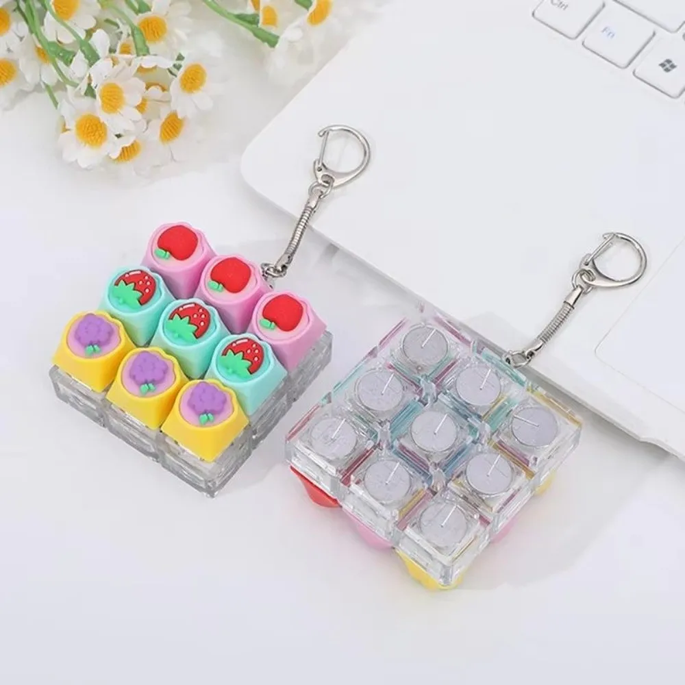 9-Button Design Fidget Keychain Soft Silicone Crisp Sound Fidget Keychain Portable Size Kawaii Keyboard Fidget Office Use