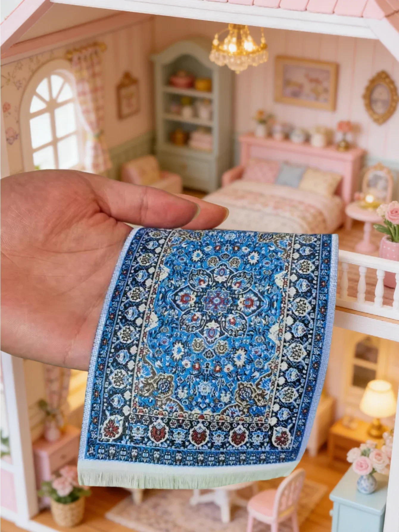 Mehrfarbiger Mini-Teppich mit Fransen-Design für Modellhaus-Dekoration – Erhältlich in verschiedenen Farben, perfekt für DIY-Projekte – Detail 2