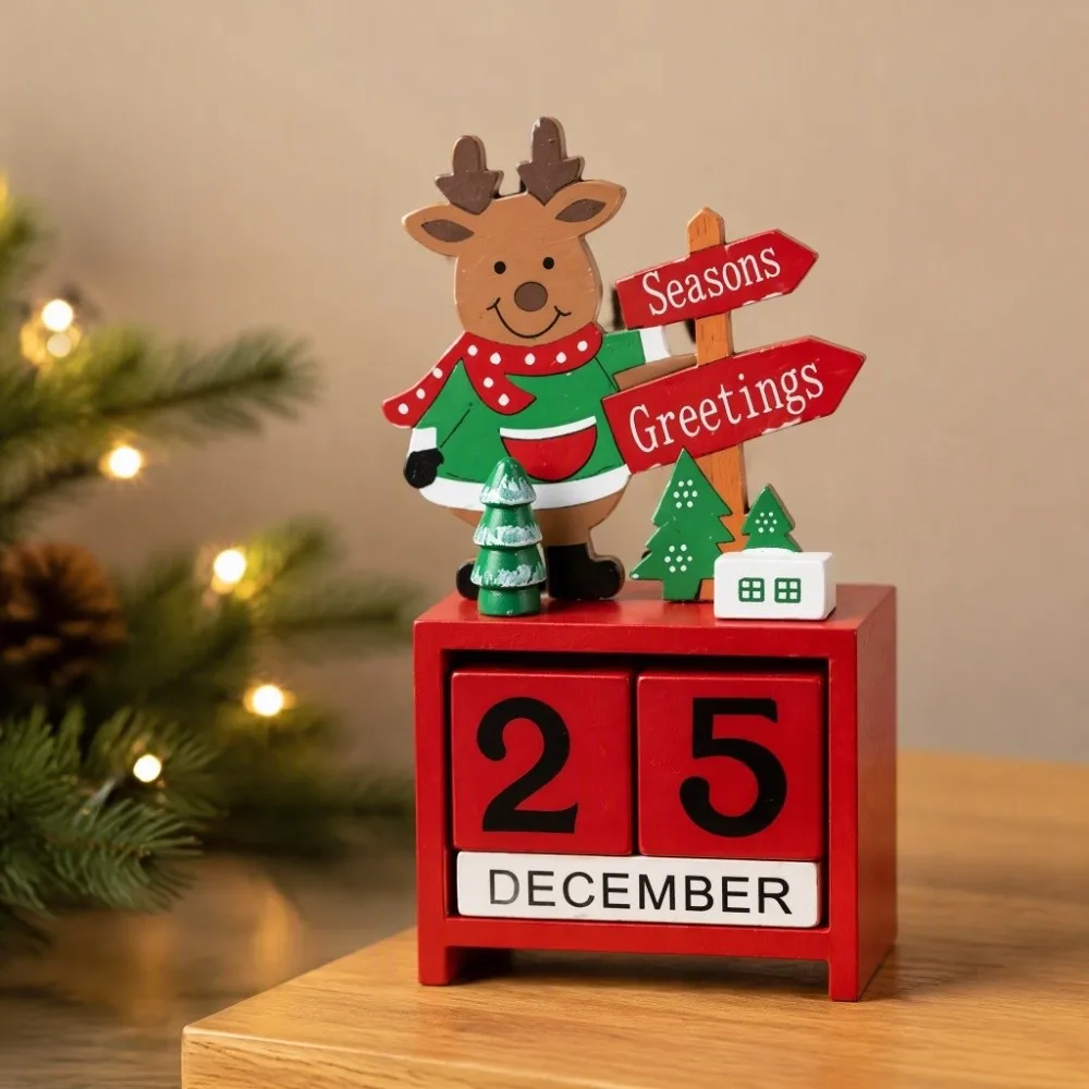 Countdown Christmas Winter Wooden Ornament Reindeer Merry Christmas Christmas Calendar Decoration Creative Snowman