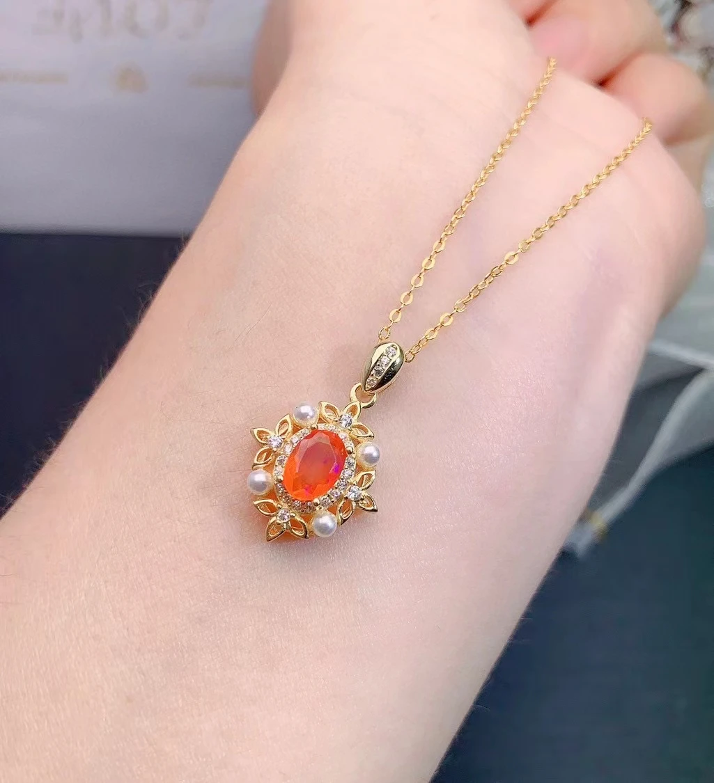 KJJEAXCMY Brand Boutique Jewelry 925 Sterling Silver Inlaid Natural Fanta Opal Gem Women's Pendant  Party Gift Girl's Birthday