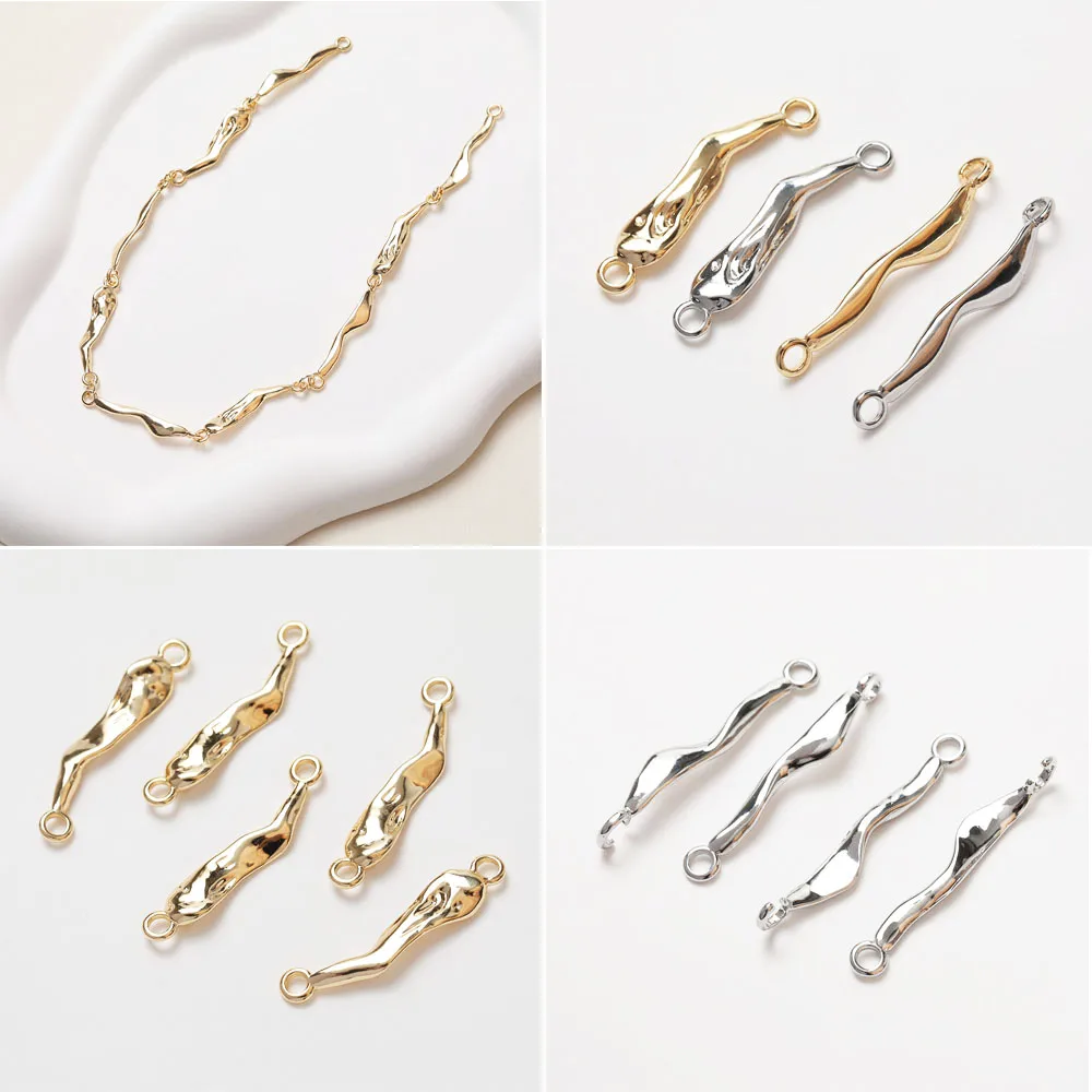 

4PCS Dainty Irregular Connectors Charms for Jewelry Making Drop Earrings DIY Hand Made Brass 14k Gold Plated Accessories