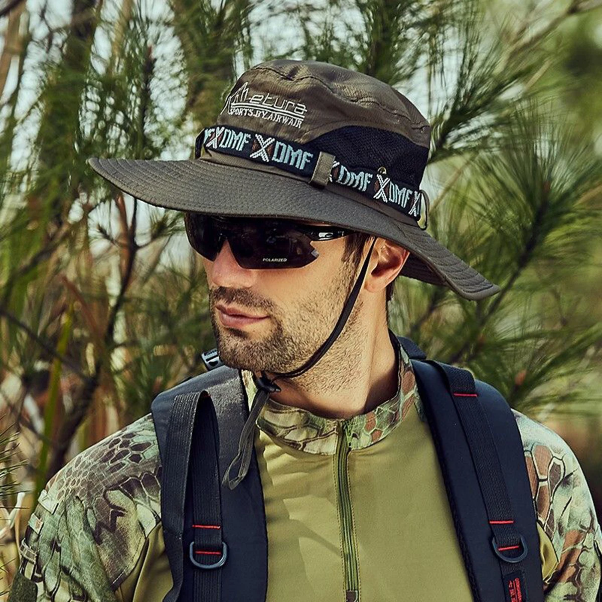 قبعة صياد السمك الرياضية الخارجية، حافة قبعة للحماية من الشمس، مناسبة للسفر في الهواء الطلق، وصيد الأسماك في الهواء الطلق