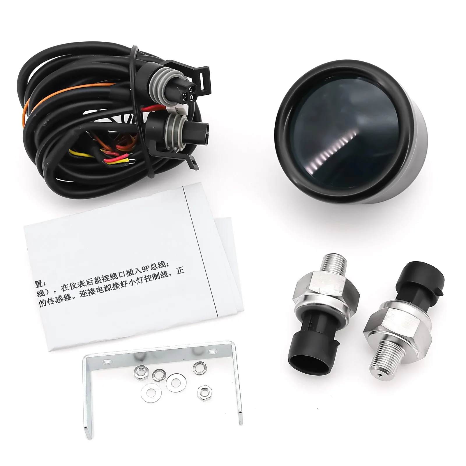 52 مللي متر الأزرق LED الثلاثي المزدوج عرض مقياس ضغط الهواء شاشة ديجيتال ركوب الهواء متر + 3 قطعة/2 قطعة 1/8NPT الاستشعار لتعليق الهواء #6