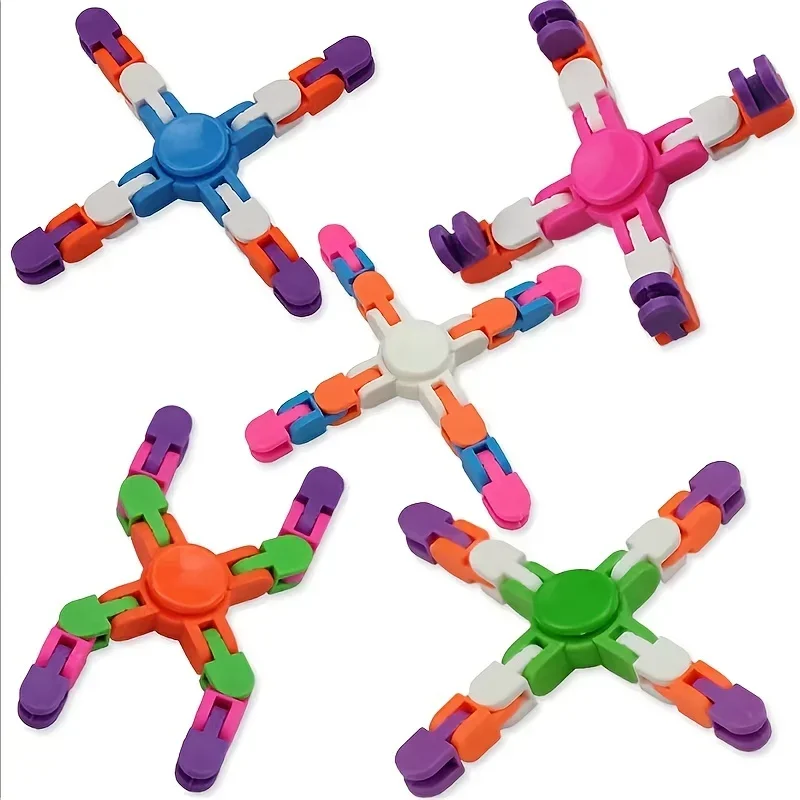 1pcs Variety Fingertip Gyro Chain Gyro Parent-child Games Four-link Bicycle Chain Top Decompression Toy Fidget Spinner Desk Toy