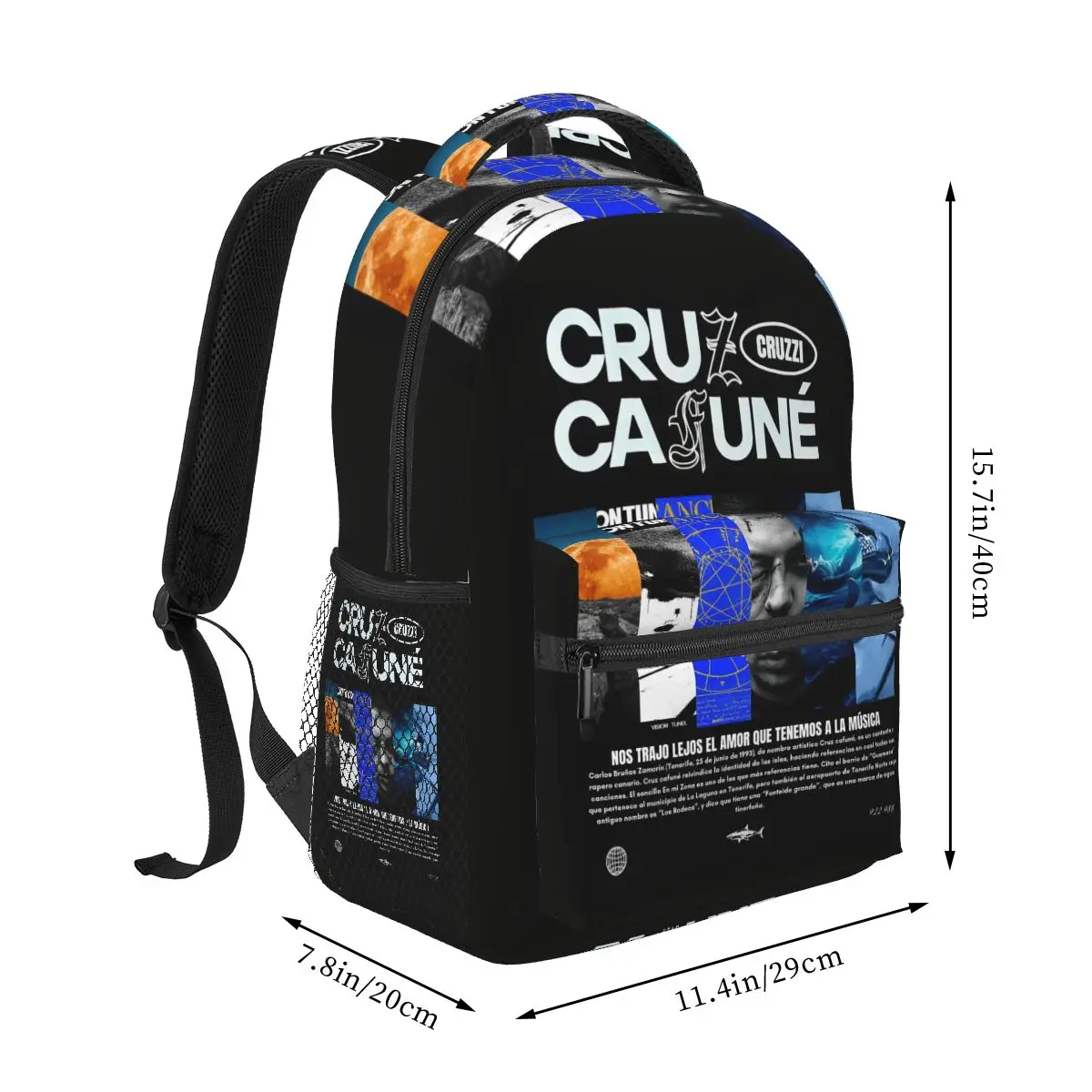 Rapper Cruz Cafune Me Muevo Con Dies Album Merch Backpack Hot Sale Daypack Kids BookBag School Bag Shoulder Bags for Men Women
