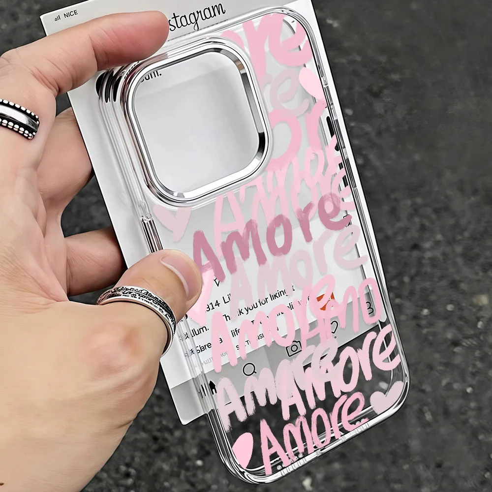 Funda de teléfono Love-Love para iPhone 17 16e 16 15 14 13 12 11 mini Pro Max X XR XSMAX 8 7 Air Plus cubierta suave transparente