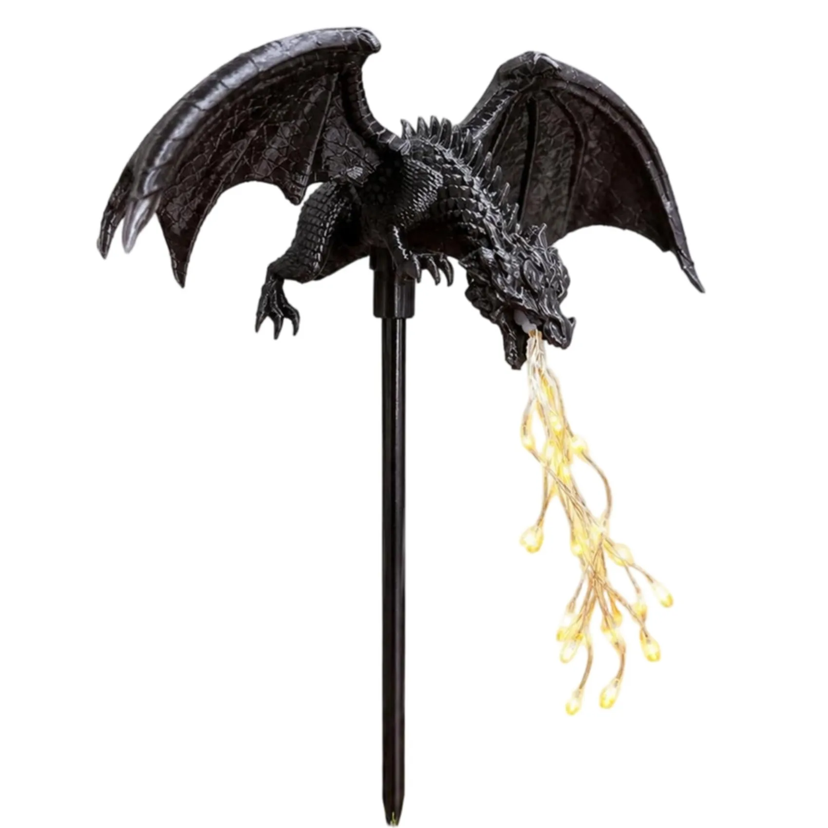 B50C Solar Dragon Fire Garden Light, LED String Lights Flame Effect Dragon Solar Light, Dragon Garden Stake Outdoor Decor