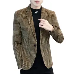 Blazers Fashion Men's Fashion Business Everything Trend Handsome British Style Leisure Slim Plaid Wedding Work Male Blazer