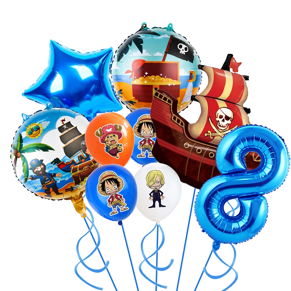 New ONE PIECE Luffy Birthday Party Decoration Foil Balloons Set Lots Package Pirate Globlos Boys Favors Birthday Gifts