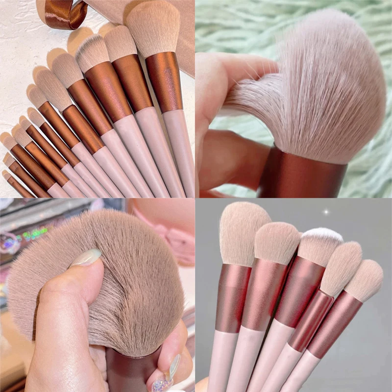 Professional Fluffy Makeup Brushes Set 13PCS Soft Eyebrow Eyeshadow Eyeliner Blush Lip Foundation Contouring Brushes Makeup Tool