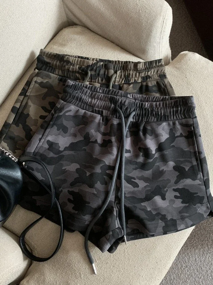 Y2K Vintage Camouflage Shorts Women Streetwear Loose High Waist Shorts Sweatpants Summer Casual Harajuku American Shorts New