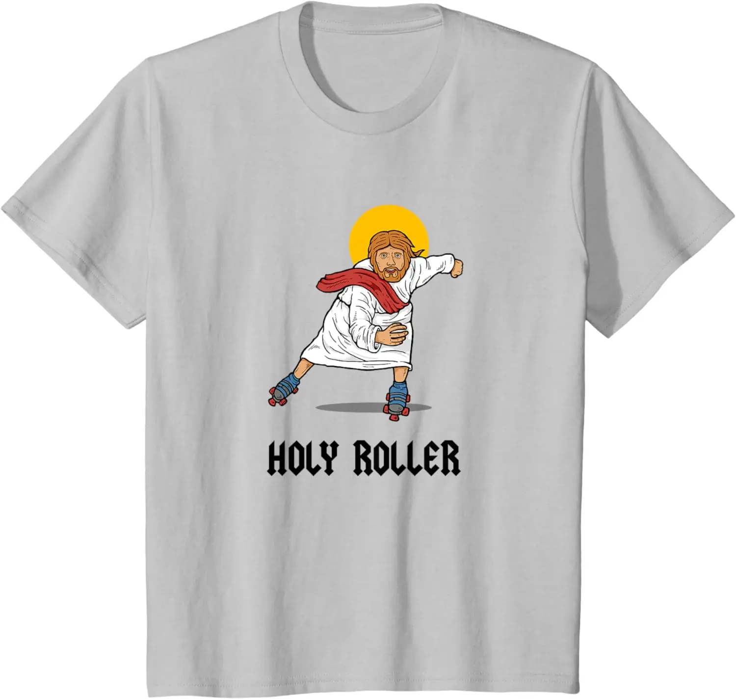 Holy Roller T-Shirt - Jesus Roller Skates Skating Do Not Hurt The Ball Fabric Fresh and Breathable Suitable for Leisure Shopping