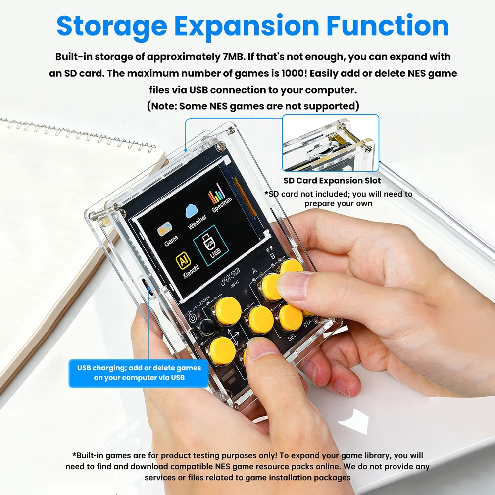 AI Multifunctional Handheld DIY Kit with LCD Game Console Weather Clock Music Spectrum Voice Dialogue Welding Practice Parts