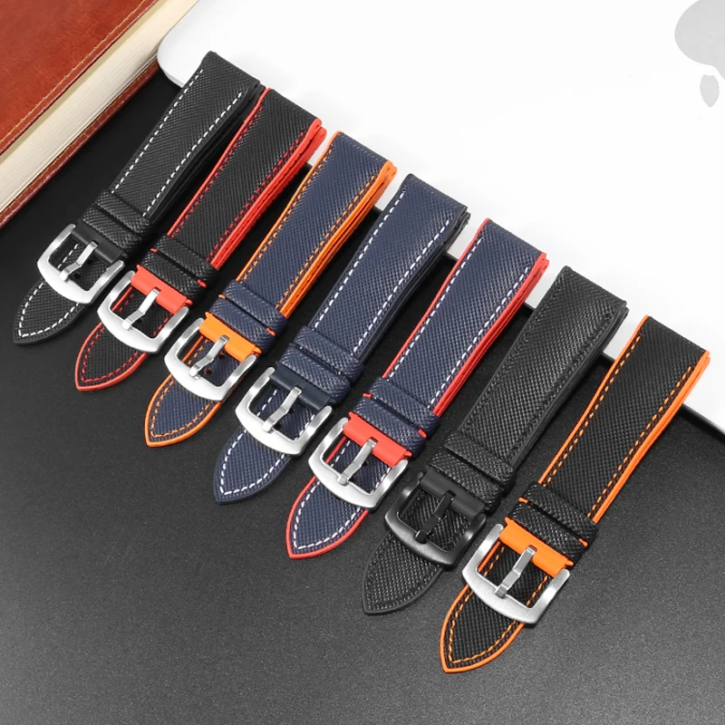 Universal Straight Interface Nylon Silicone Bottom Watch Strap Of Various Brands 19/20/21/22/23/24mm