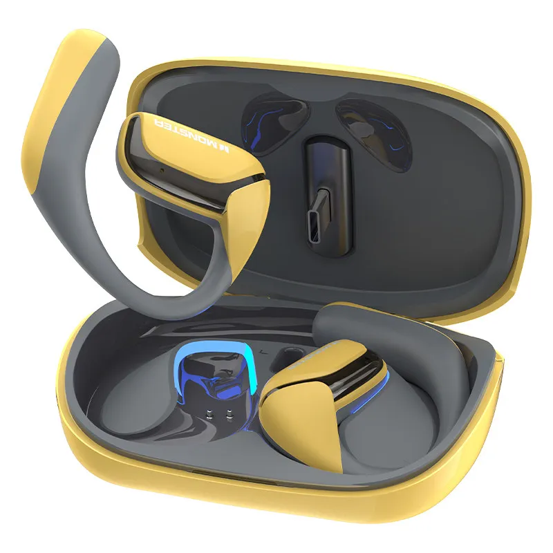 Original Monster AC100 Wireless Bluetooth Gaming Earphones Hook Ear Dual Mode 2.4GHz Low Latency Noise Cancelling Headset