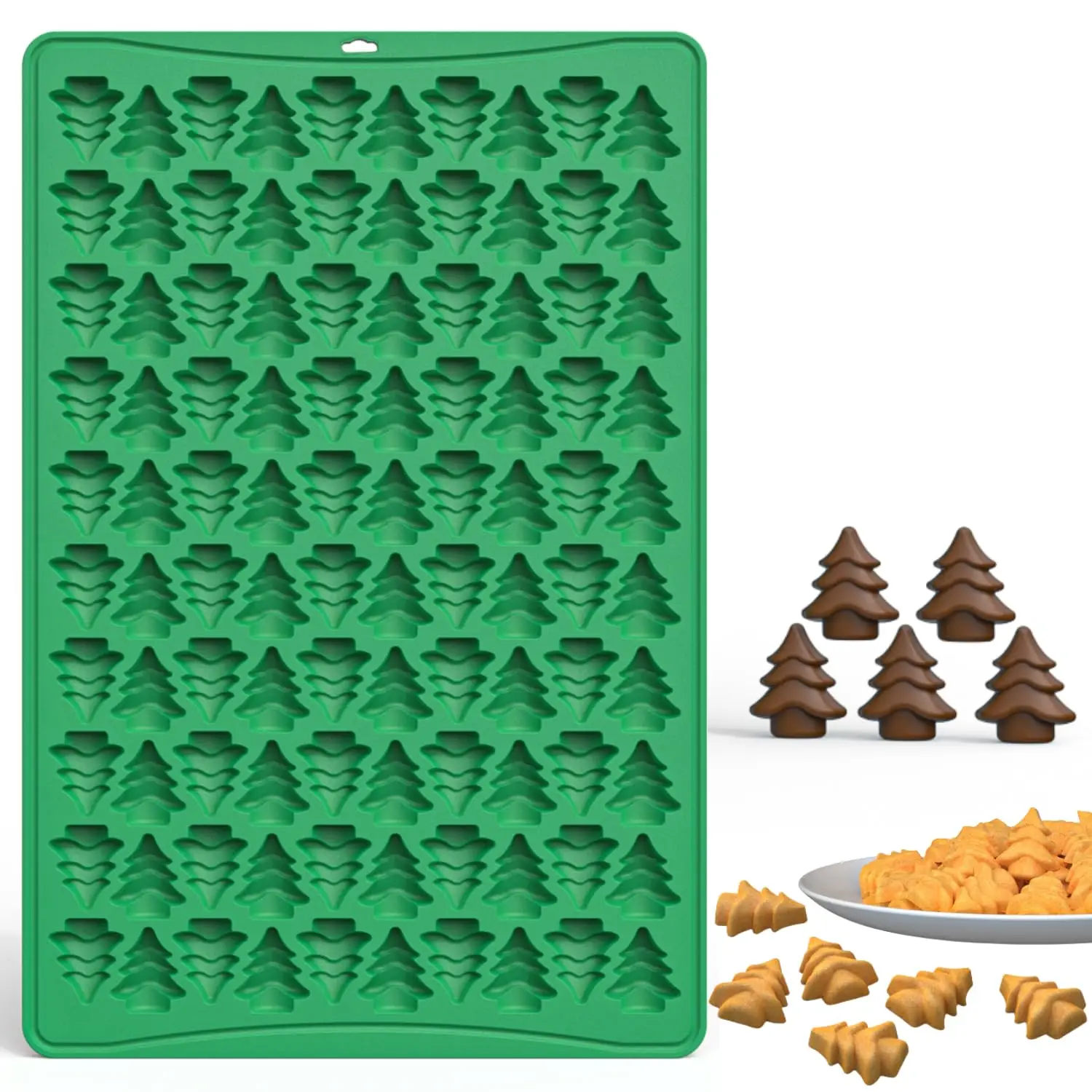 

Mini Christmas Molds with Scraper 100 Cavity Silicone Christmas Tree Gummy Mold for Baking Cookies Pudding Jelly Dog Biscuit