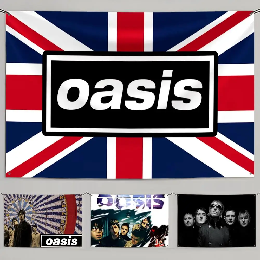 Famous Rock Band O-Oasis Flags Vintage Aesthetic Wall Hanging Banner for Bedroom Living Room Cozy Tapestry Decor