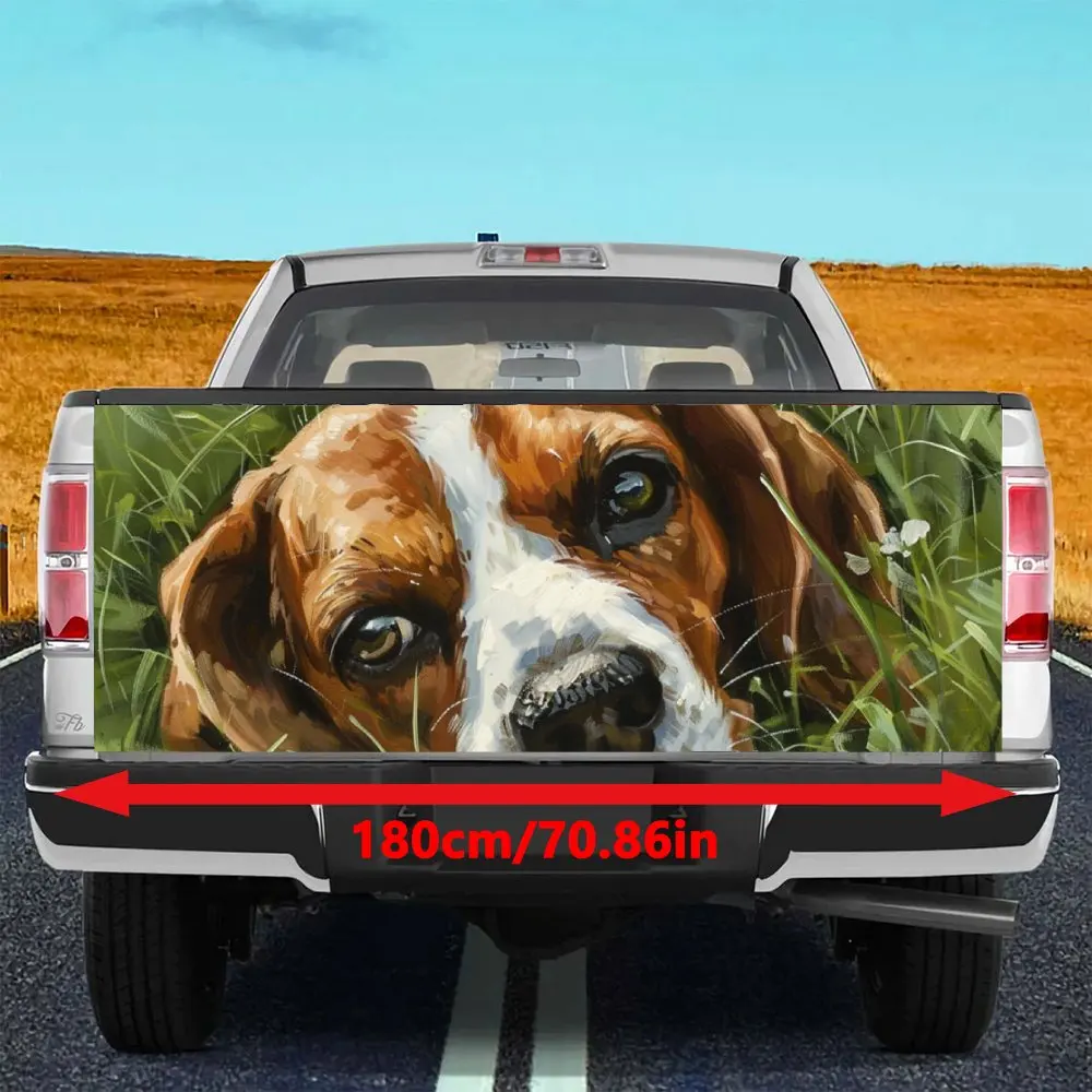 Sad Beagle on The Lawn Print Car Tail Trunk Protect Vinly Decal Auto Accessories Hood Decoration Sticker for Off-road Pickup