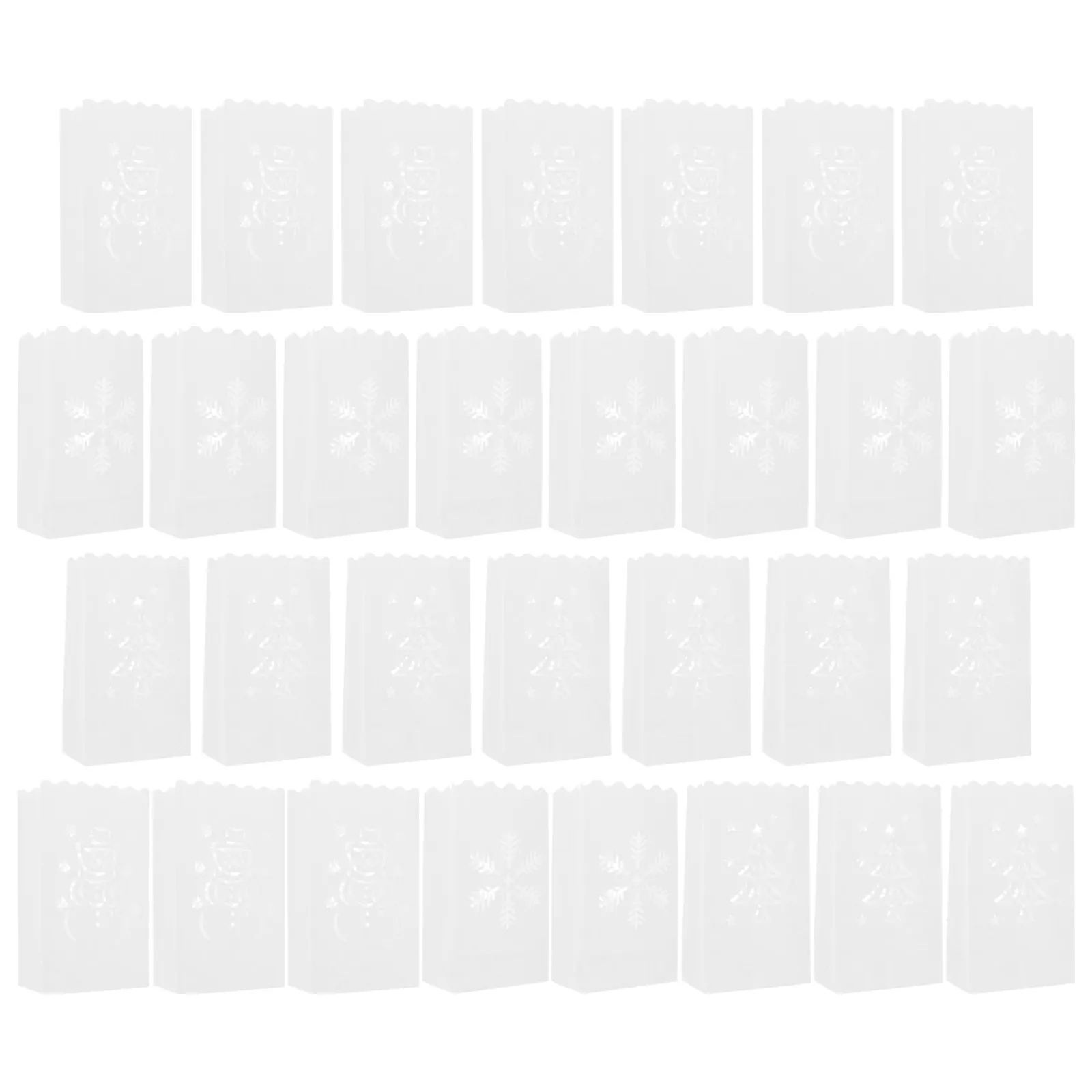 30pcs Christmas Lanterns with Snowflake Tree Pattern – Flame-Retardant Light-Permeable Decorative Bags