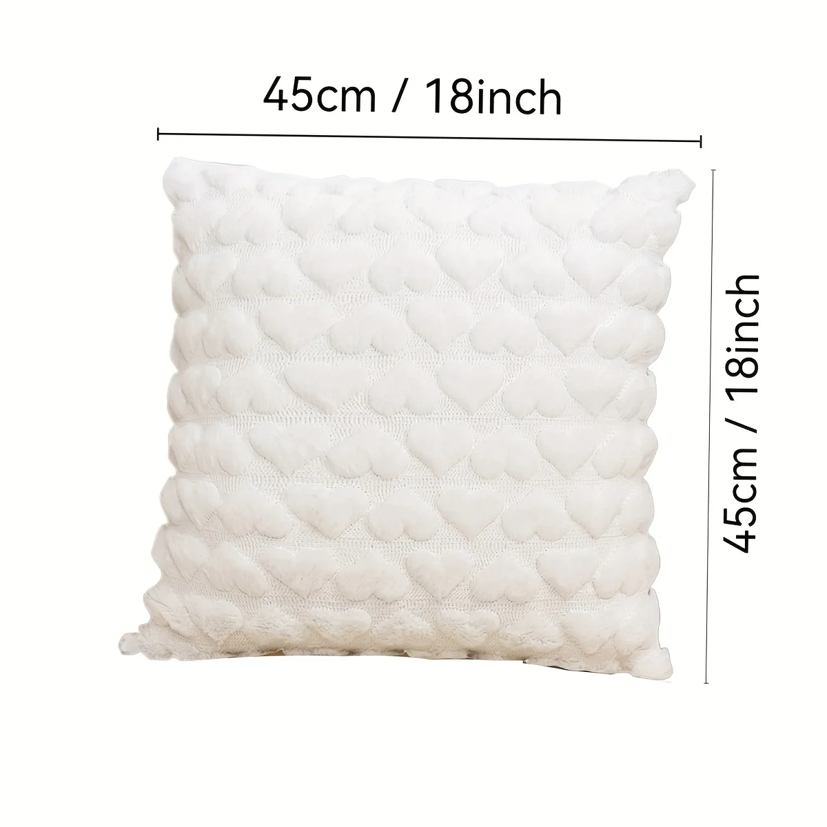 1pc Soft Plush  Square Pillow Cover for Living Room Couch Bed Trendy Cute Love Heart Throw Pillow Cover