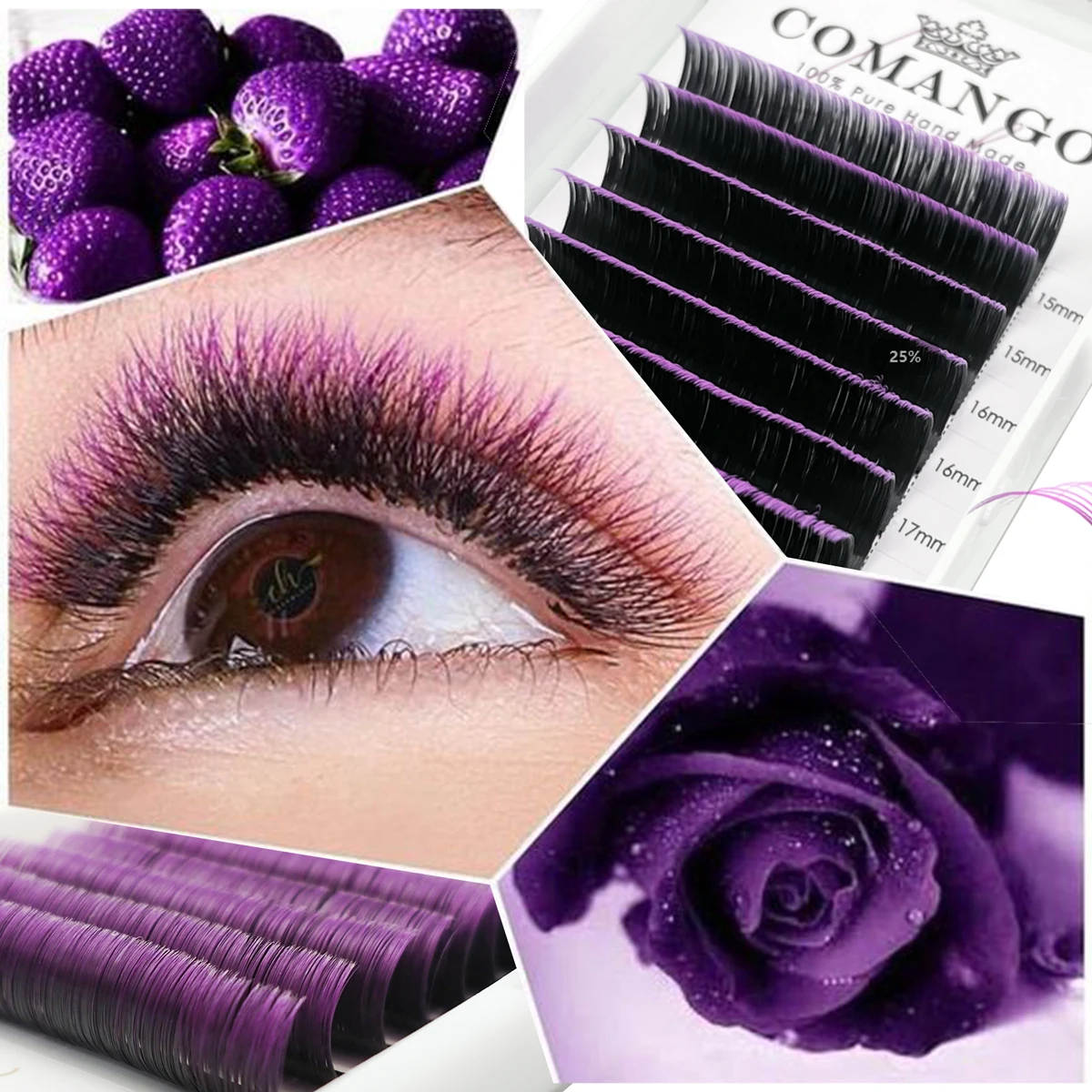 Gradient Purple Easy Fanning Eyelashes Extension Soft Auto-Flowering Makeup Ombre Blooming Lashes Volume Fast Pre-bonded Lash