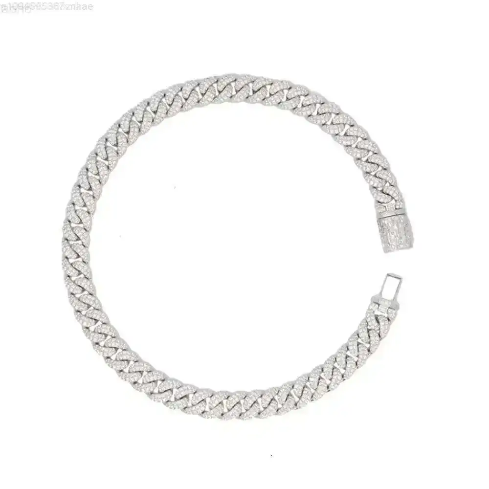 

Luxury Jewelry White Gold Plated Heavy Silver Iced Out Gra Certificate D/vvs Moissanite Necklace Cuban Link Chain