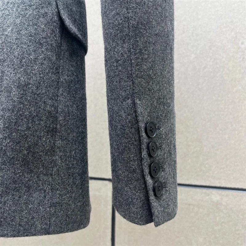 Giacca da donna Nuovo autunno 2025 top monopetto a maniche lunghe Giacca da donna in misto lana Cappotto da donna slim imbottito con spalla