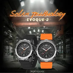 NORTH EDGE Evoque2 Solar Watches for Men with Box Calculation Speed Chronograph Rotatable Ring Waterproof Men Watch Reloj Hombre