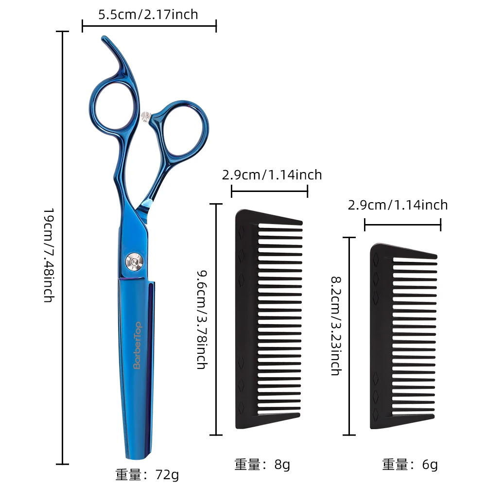 BARBERTOP  2 In 1  Jp440c Steel 6 inch Hair Scissors With Comb Haircut Barber Hair Cutting Shears Salon Tools