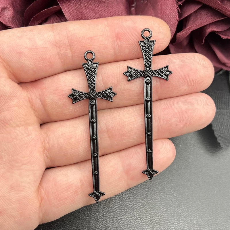 

5pcs 64*21mm Gothic Cross Excalibur CharmsPendants Designer Charms Fit Jewelry Making DIY Jewelry Findings