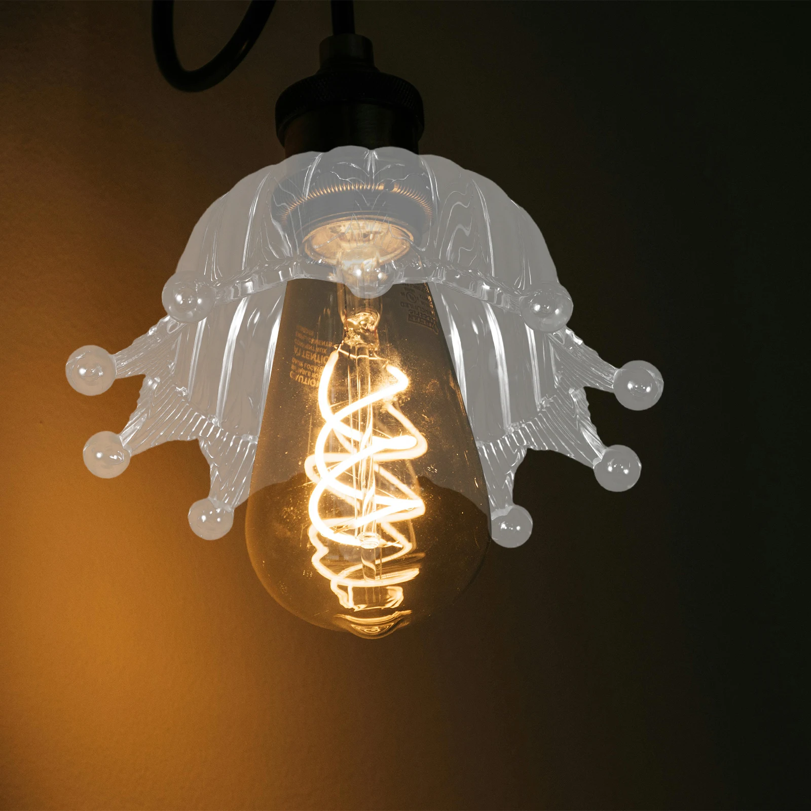 

Elegant Transparent Crown Lampshade Replacement Plastic Shade E27 Socket Bedroom Decor Round Ball Ceiling Cover