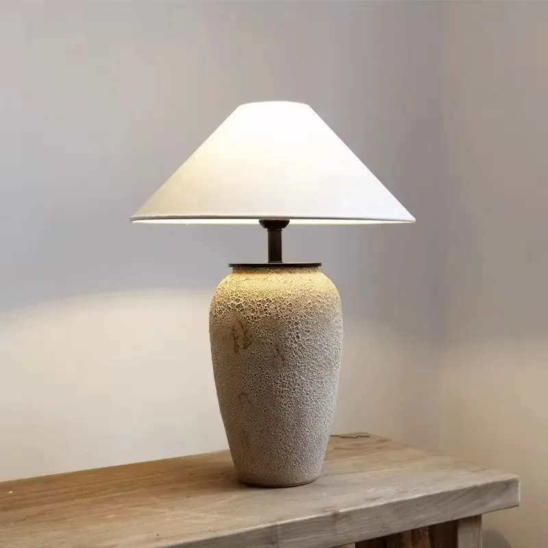 

Japanese style bedroom living room hotel retro pottery desk lamp