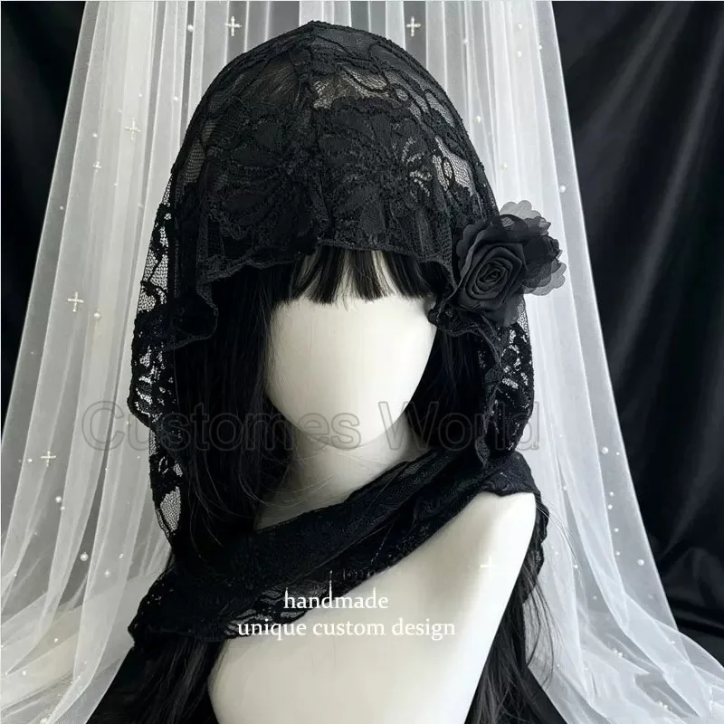 Spring Girl's Hollow Lace Lolita Headcloth Photo Decoration Korean Ins Silk Scarf Versatile Skirt Kawaii Women's Accessories