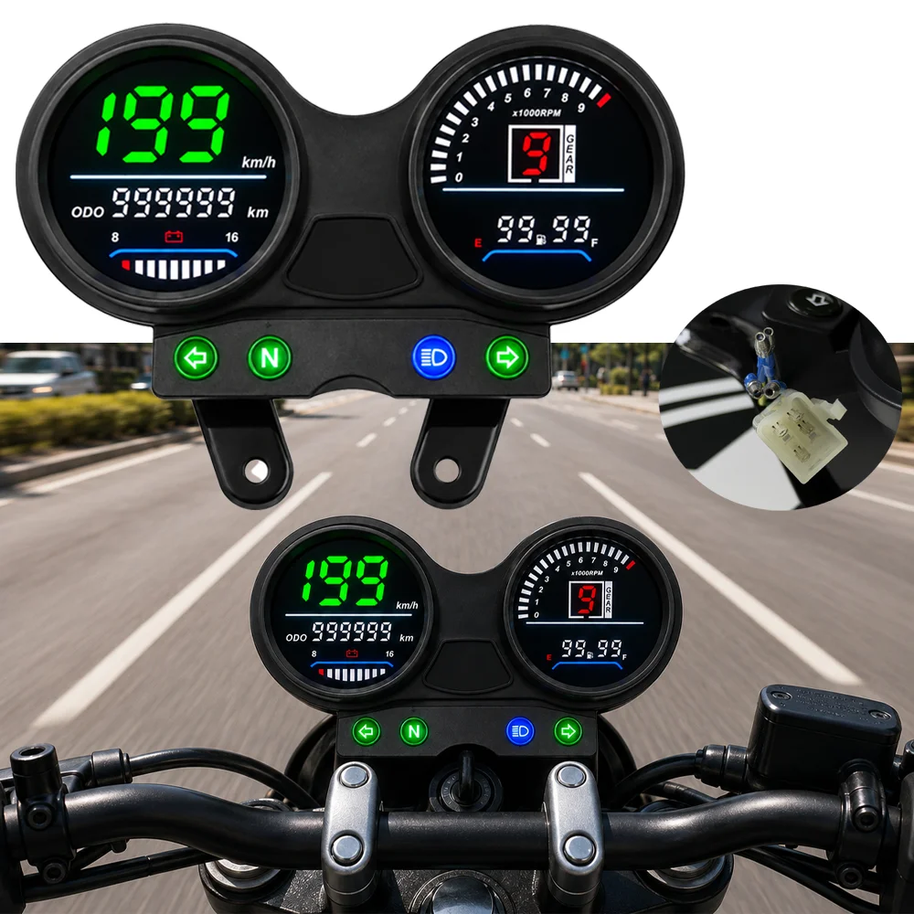 Upgraded LED Display Motorcycle Accessories Speedometer Moto Digital Tachometer Dashboard Instrument Panel for Yamaha YBR 125