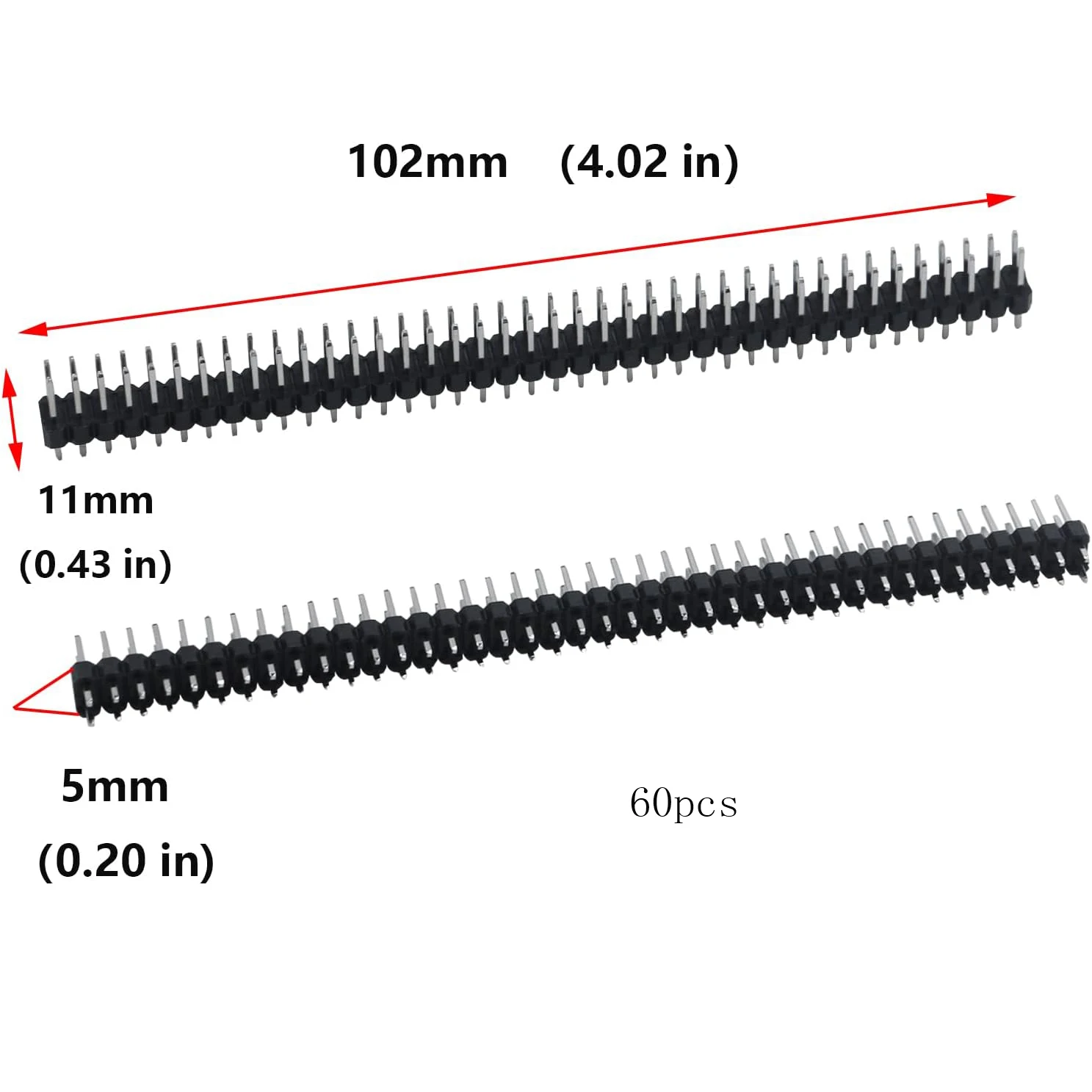 60 حزمة صف واحد 40 دبوس 2.54 ملم ذكر رأس الدبوس موصل لحام المشاريع الإلكترونية والتجربة الإلكترونية رأس الذكور #6