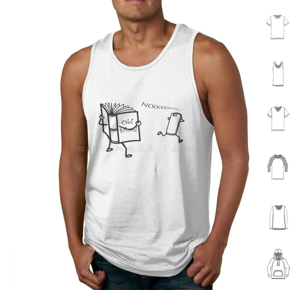 Old School Tank Tops Print Cotton Old School Books Internet Cellphone Mobile Mobii Art