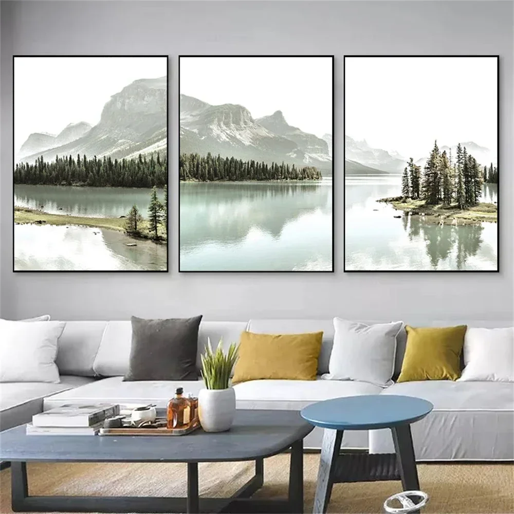 Scandinavia Nature Landscape Canvas Art Painting Forest Mountain Lake River Posters And Prints Nordic Wall Pictures Home Decor